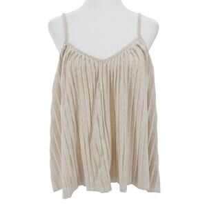 Banana Republic Pleated Cami Tank Top Womens Medium Cream Speckled NWT